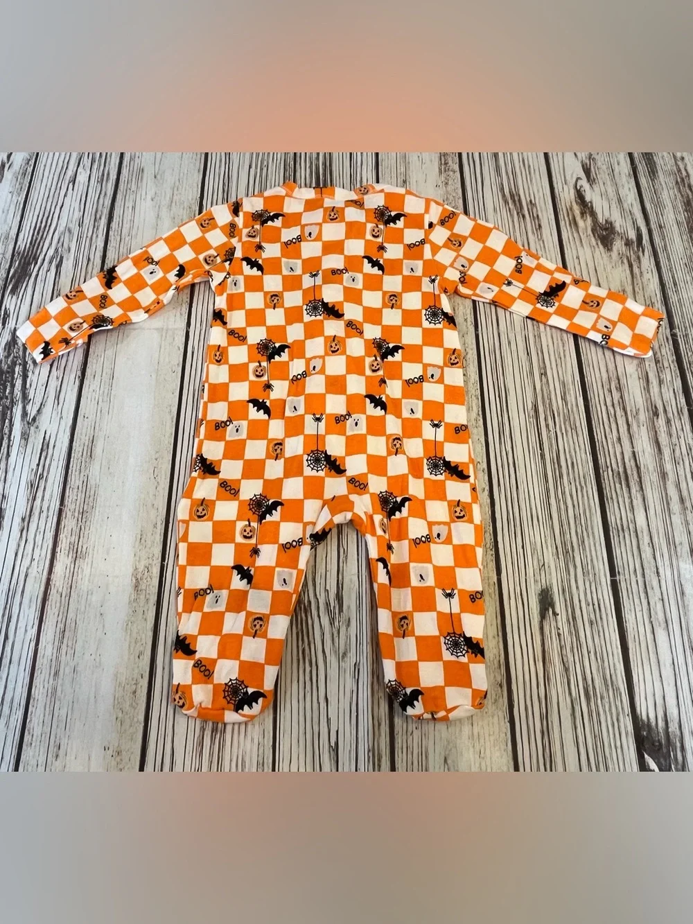 Halloween Checked Footed Pajamas Romper Boy's 3-6 Months Old Navy Fall Wear